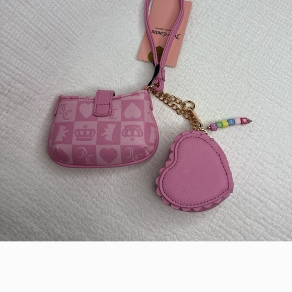 Juicy Couture Pink Checker Heart Crossbody with Heart Coin Pouch - Picture 5 of 10